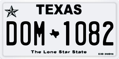 TX license plate DOM1082
