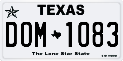 TX license plate DOM1083
