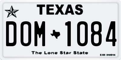 TX license plate DOM1084