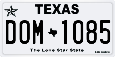 TX license plate DOM1085