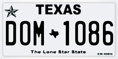 TX license plate DOM1086
