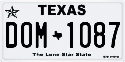TX license plate DOM1087