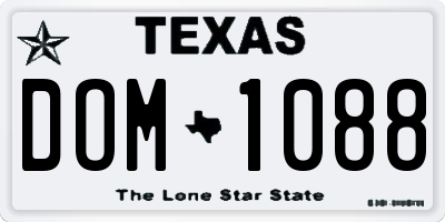 TX license plate DOM1088