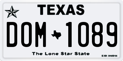 TX license plate DOM1089