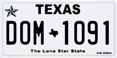 TX license plate DOM1091