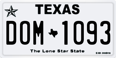 TX license plate DOM1093