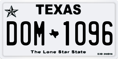 TX license plate DOM1096