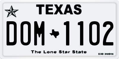 TX license plate DOM1102