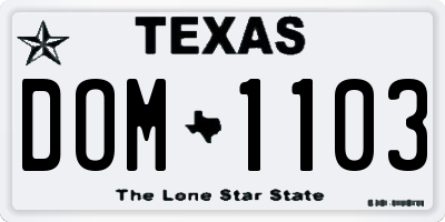 TX license plate DOM1103