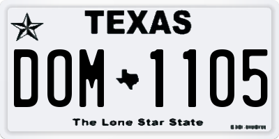 TX license plate DOM1105