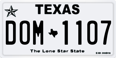 TX license plate DOM1107