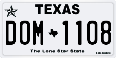 TX license plate DOM1108