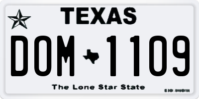TX license plate DOM1109