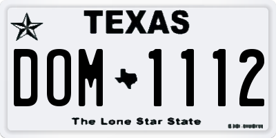 TX license plate DOM1112