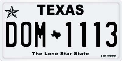 TX license plate DOM1113