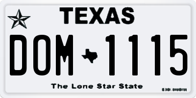 TX license plate DOM1115