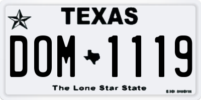 TX license plate DOM1119
