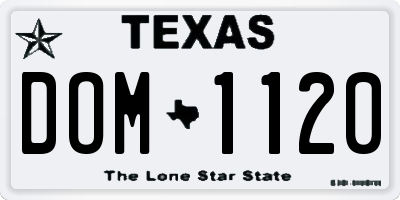 TX license plate DOM1120