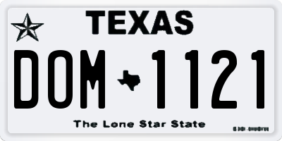 TX license plate DOM1121