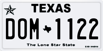TX license plate DOM1122