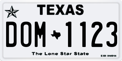 TX license plate DOM1123