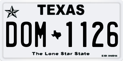 TX license plate DOM1126