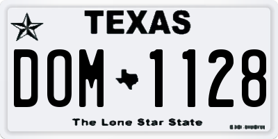 TX license plate DOM1128