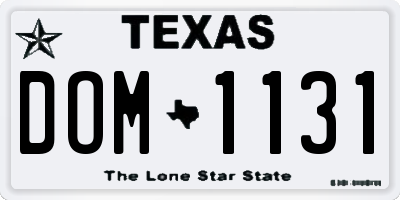 TX license plate DOM1131