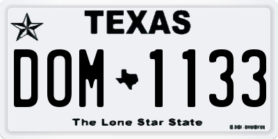 TX license plate DOM1133