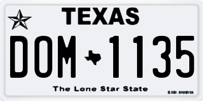 TX license plate DOM1135