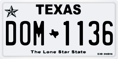 TX license plate DOM1136