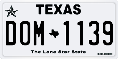 TX license plate DOM1139