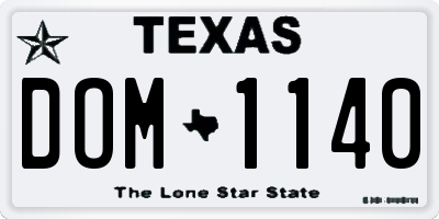 TX license plate DOM1140