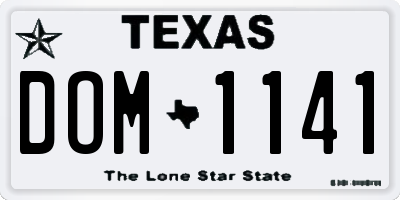 TX license plate DOM1141