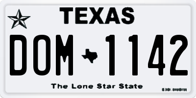 TX license plate DOM1142