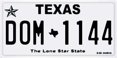 TX license plate DOM1144