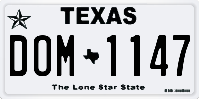TX license plate DOM1147