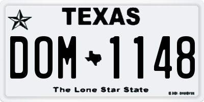 TX license plate DOM1148