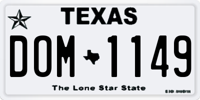 TX license plate DOM1149