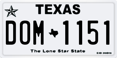 TX license plate DOM1151