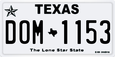 TX license plate DOM1153