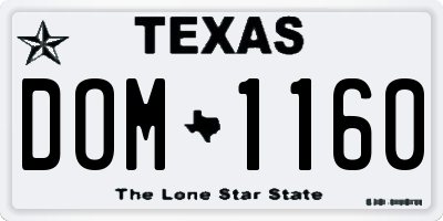 TX license plate DOM1160