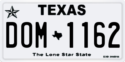 TX license plate DOM1162