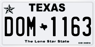 TX license plate DOM1163