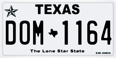 TX license plate DOM1164
