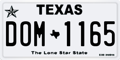 TX license plate DOM1165