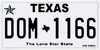 TX license plate DOM1166