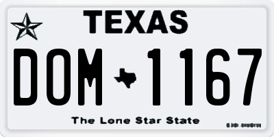 TX license plate DOM1167