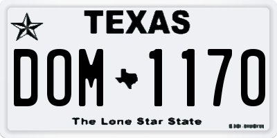 TX license plate DOM1170