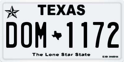 TX license plate DOM1172